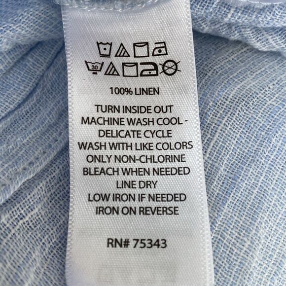 Tahari Blue European Linen Blouse sz S Relaxed Fit Breezy Summer Lagenlook - Picture 9 of 9